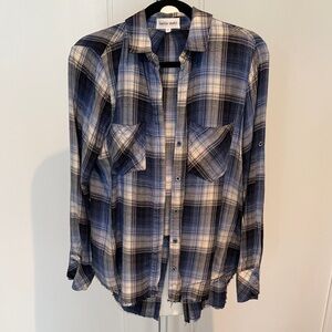 Bella Dahl Women’s Plaid Flannel Shirt Split Hem size Medium
